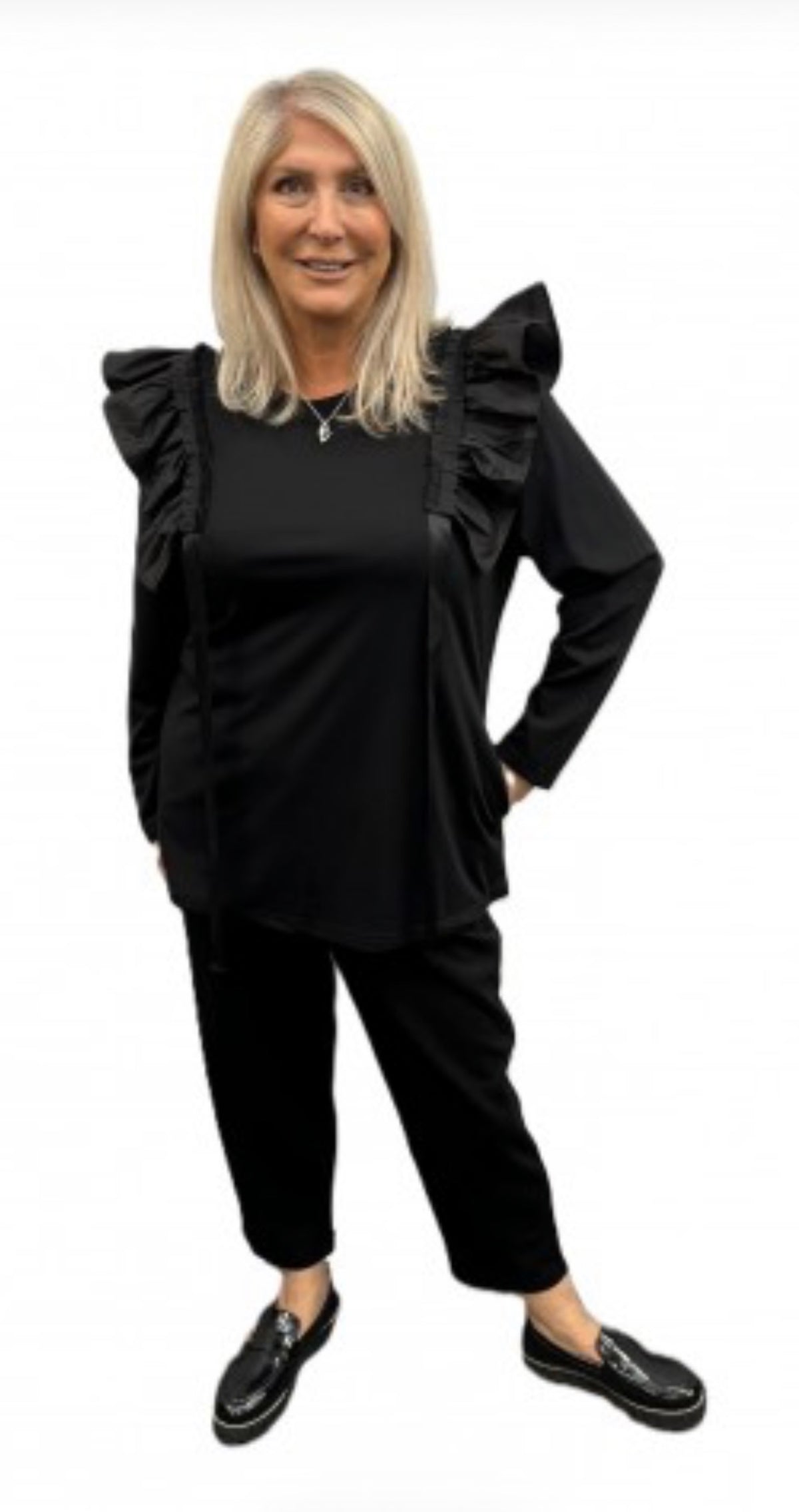 Malissa J collection, jersey top with ruffles and tape, Kenzo