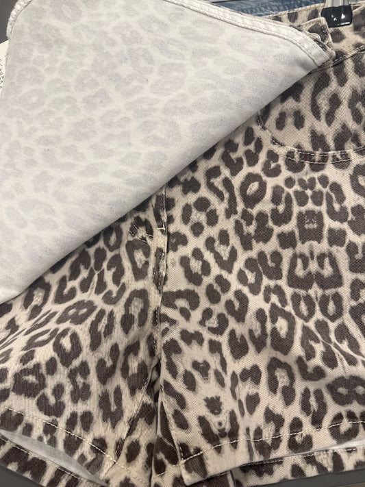 Denim leopard print skort Gia