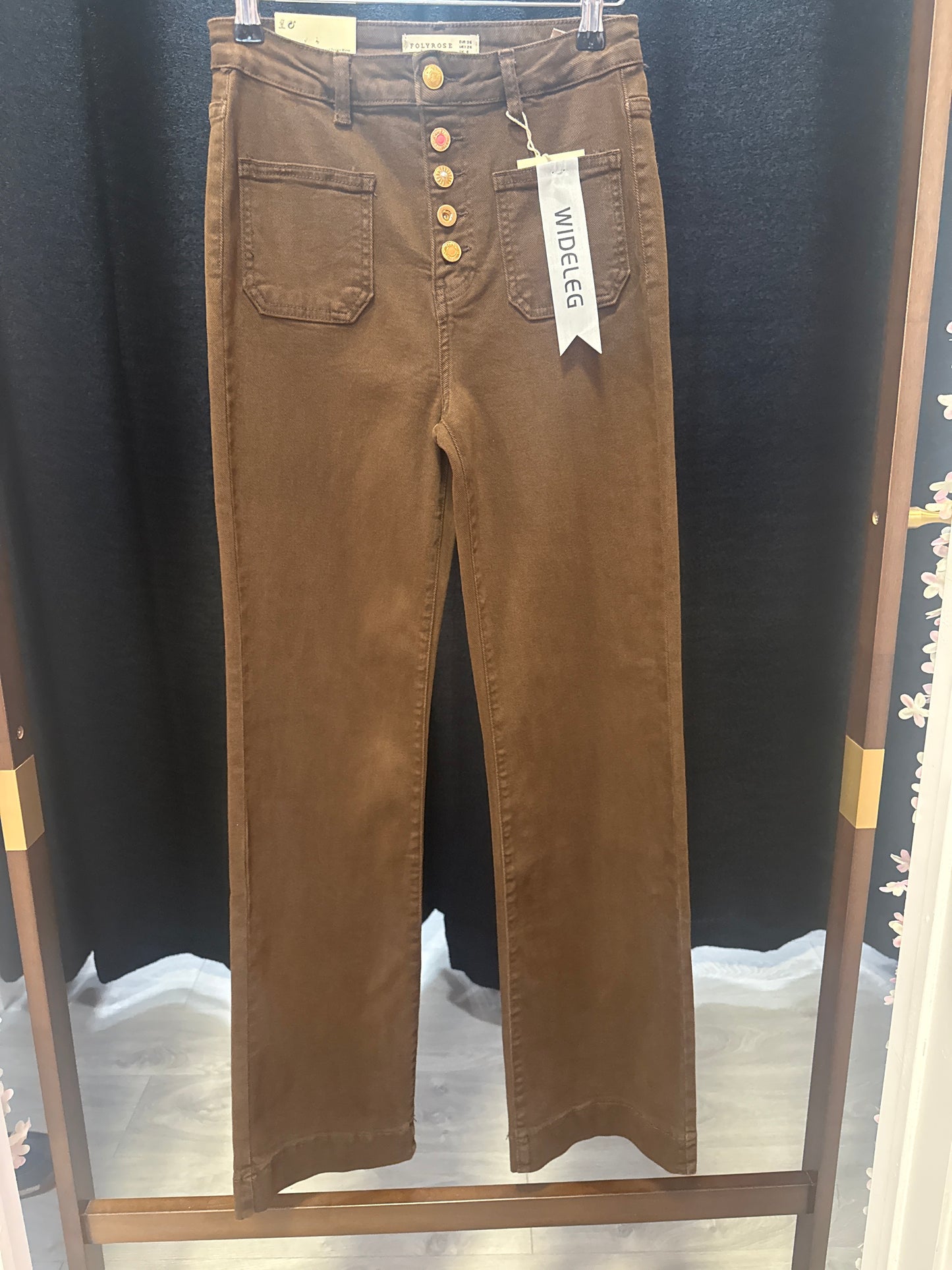 Multi button jeans Isla chocolate