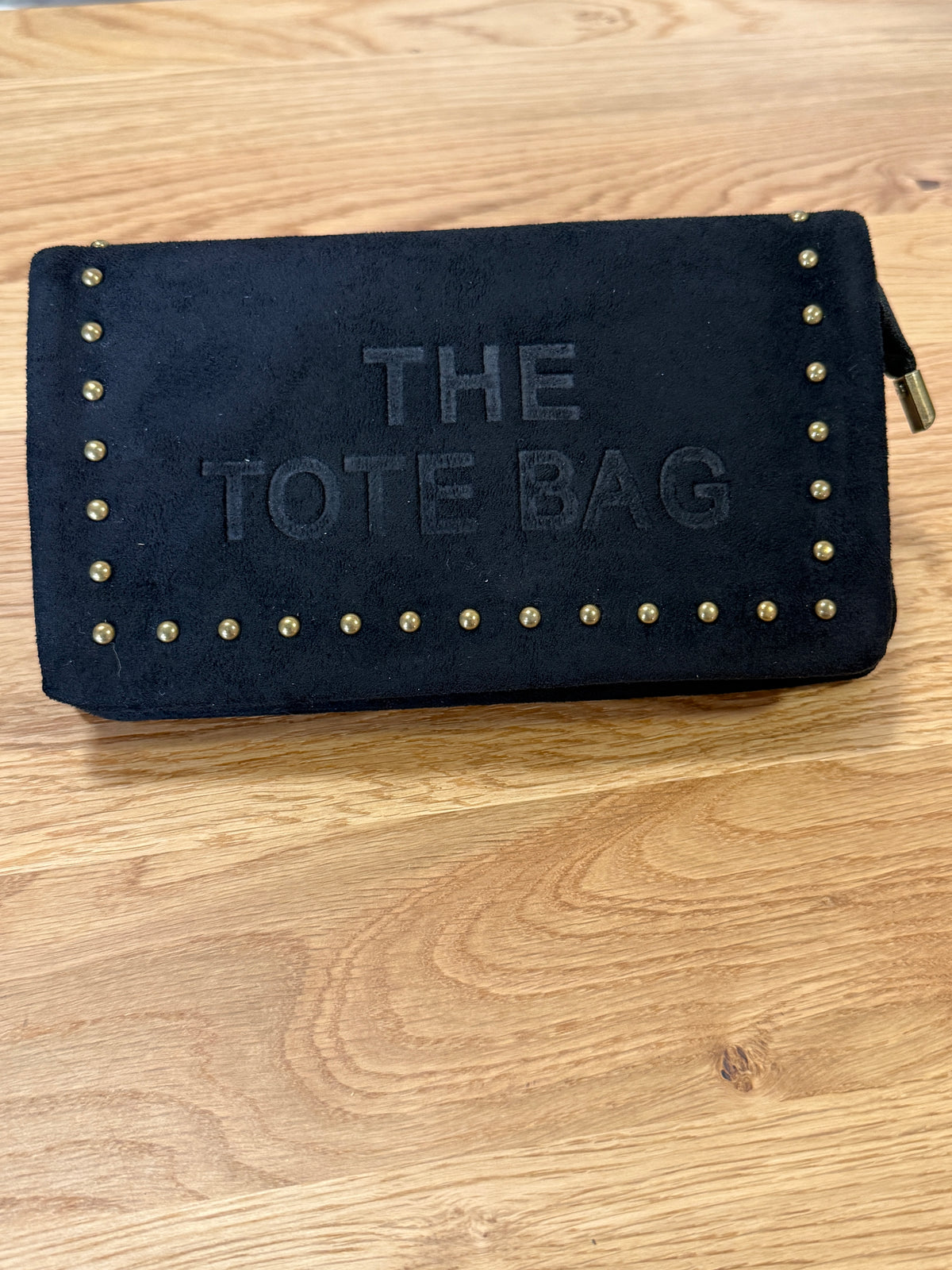 Faux suede tote clutch,