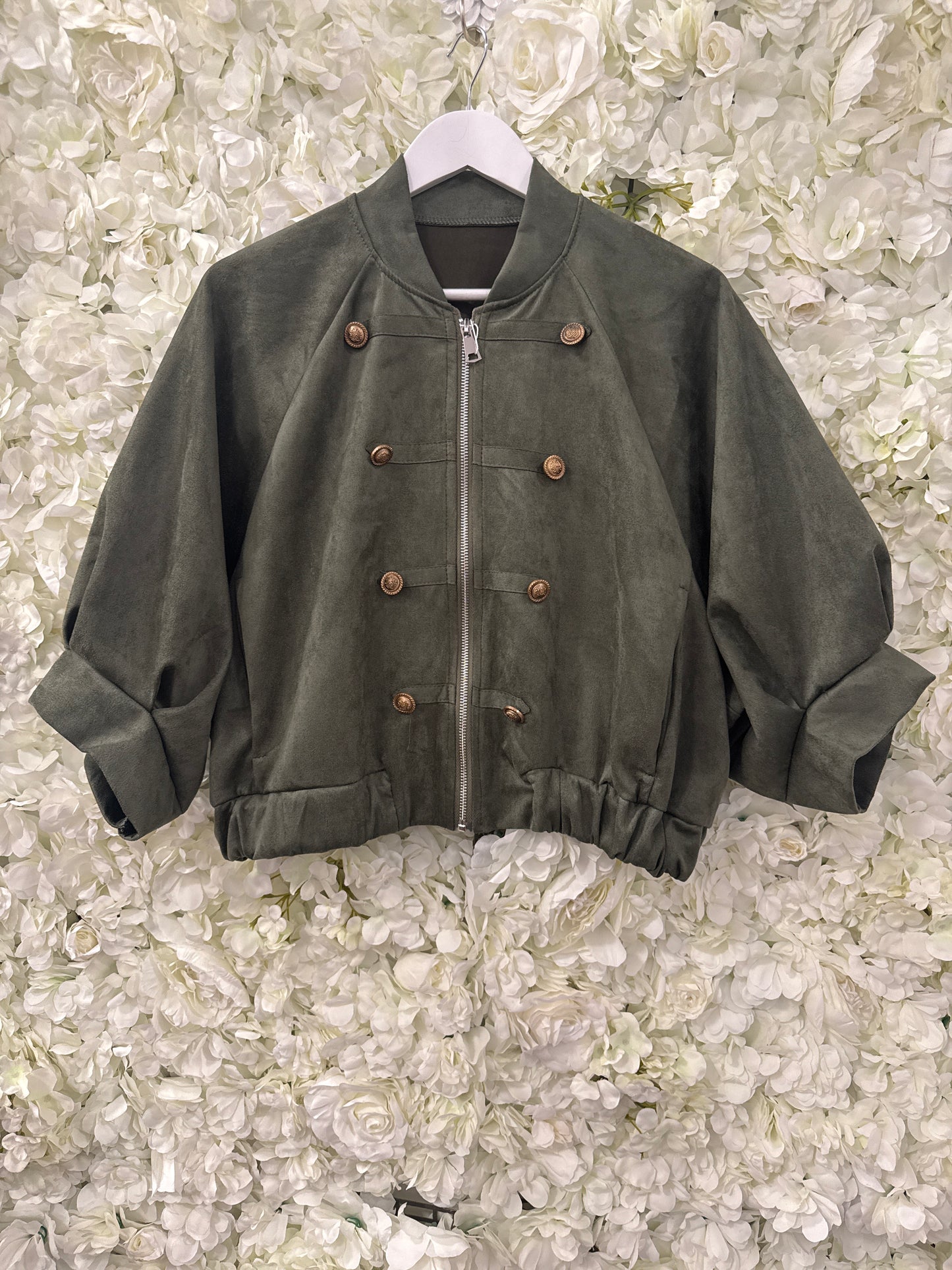 Stunning suede feel military jacket, Wren green