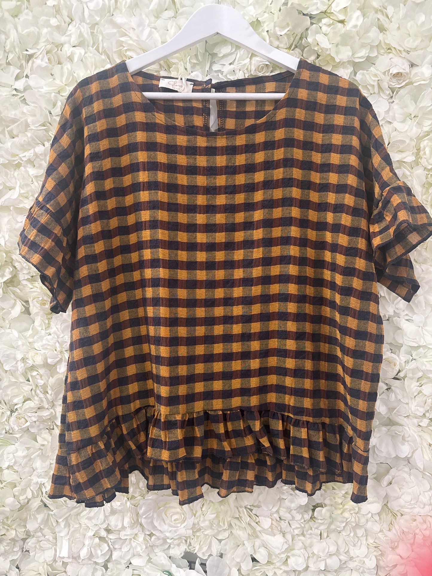 Lovely gingham frill top, Jane