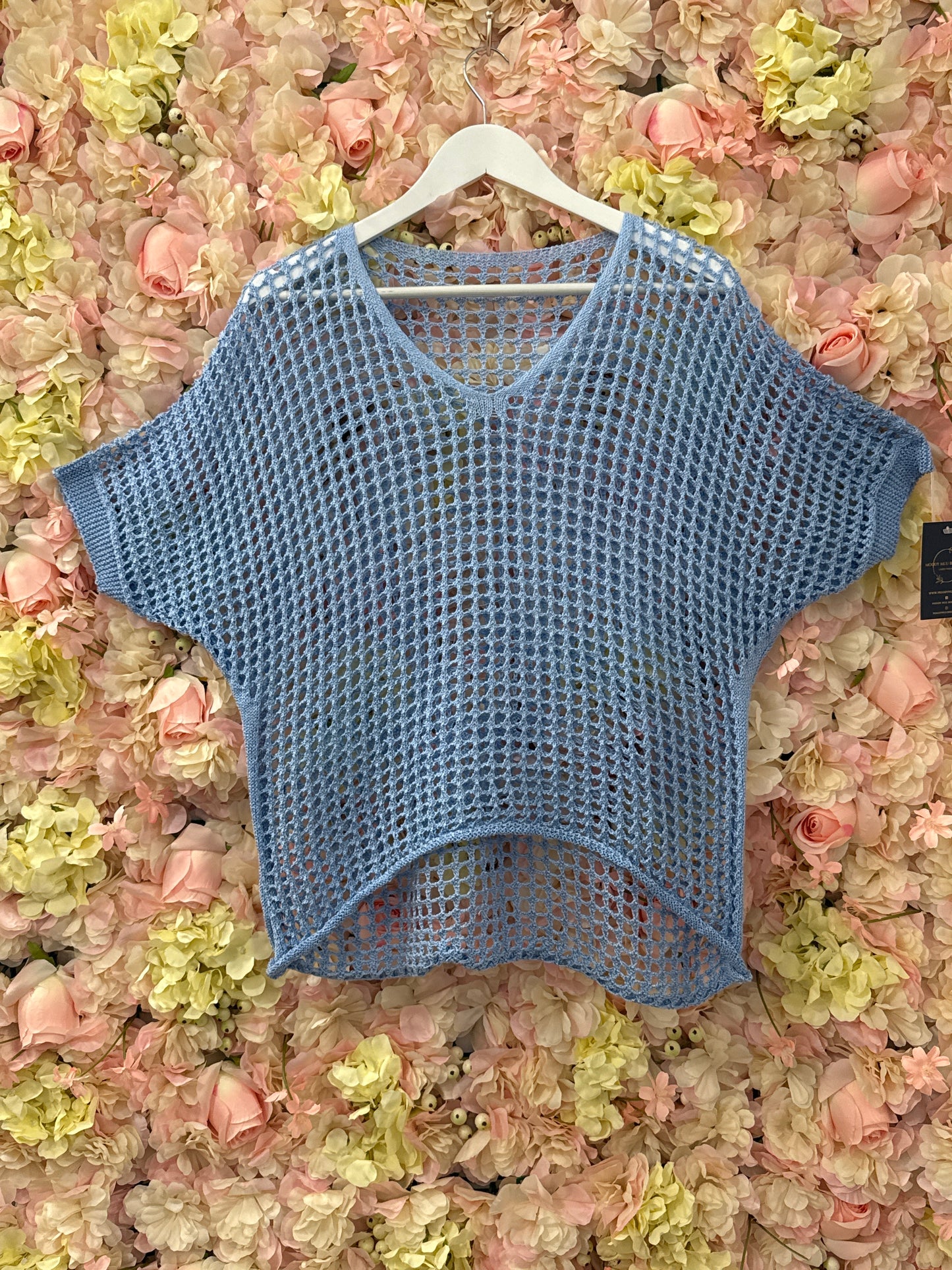 Fishnet layering top, Frida blue