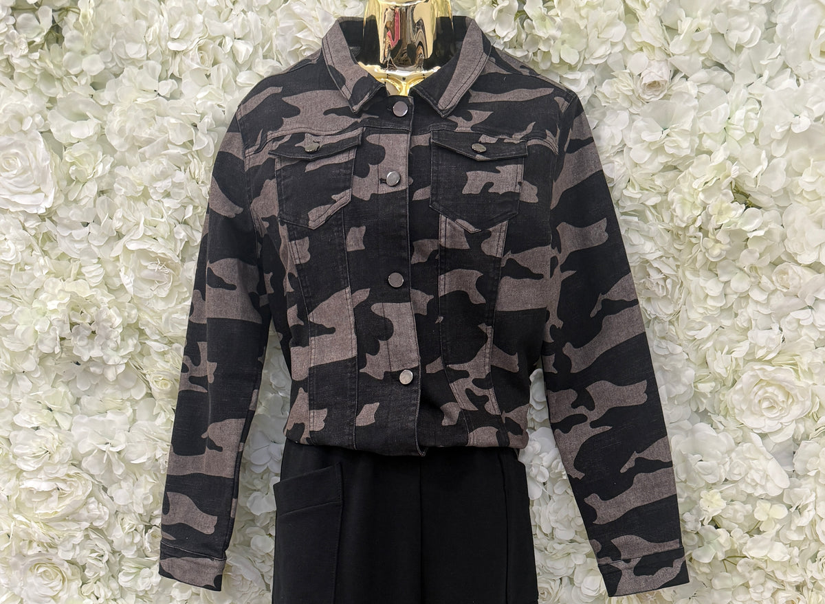 Malissa J collection, denim western camo jacket, Danni