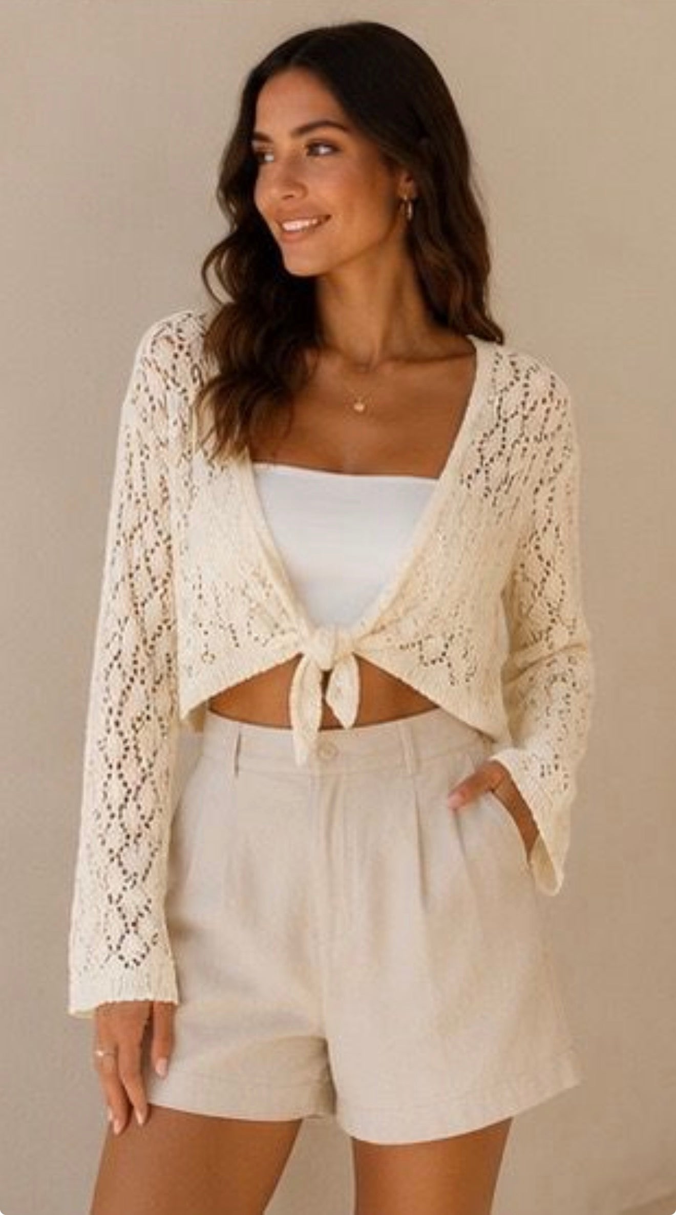 Lovely shrug in chocolate or cream, Nat