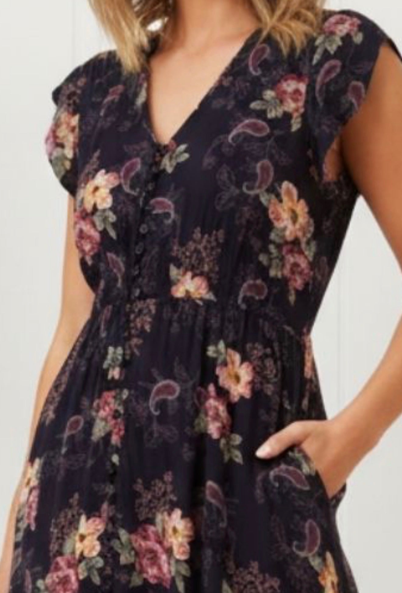 Stunning navy floral dress, Rosa