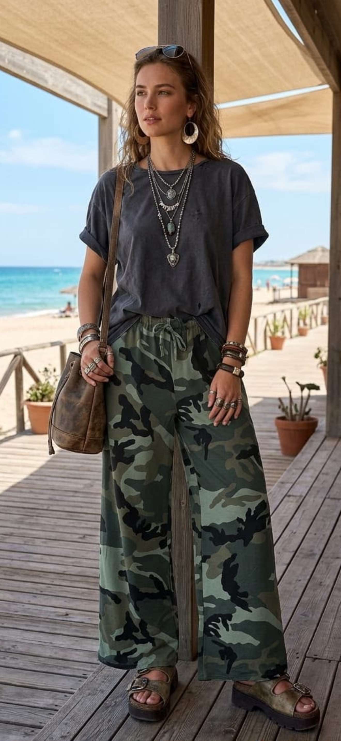 Camo wide leg trousers, Tiggy