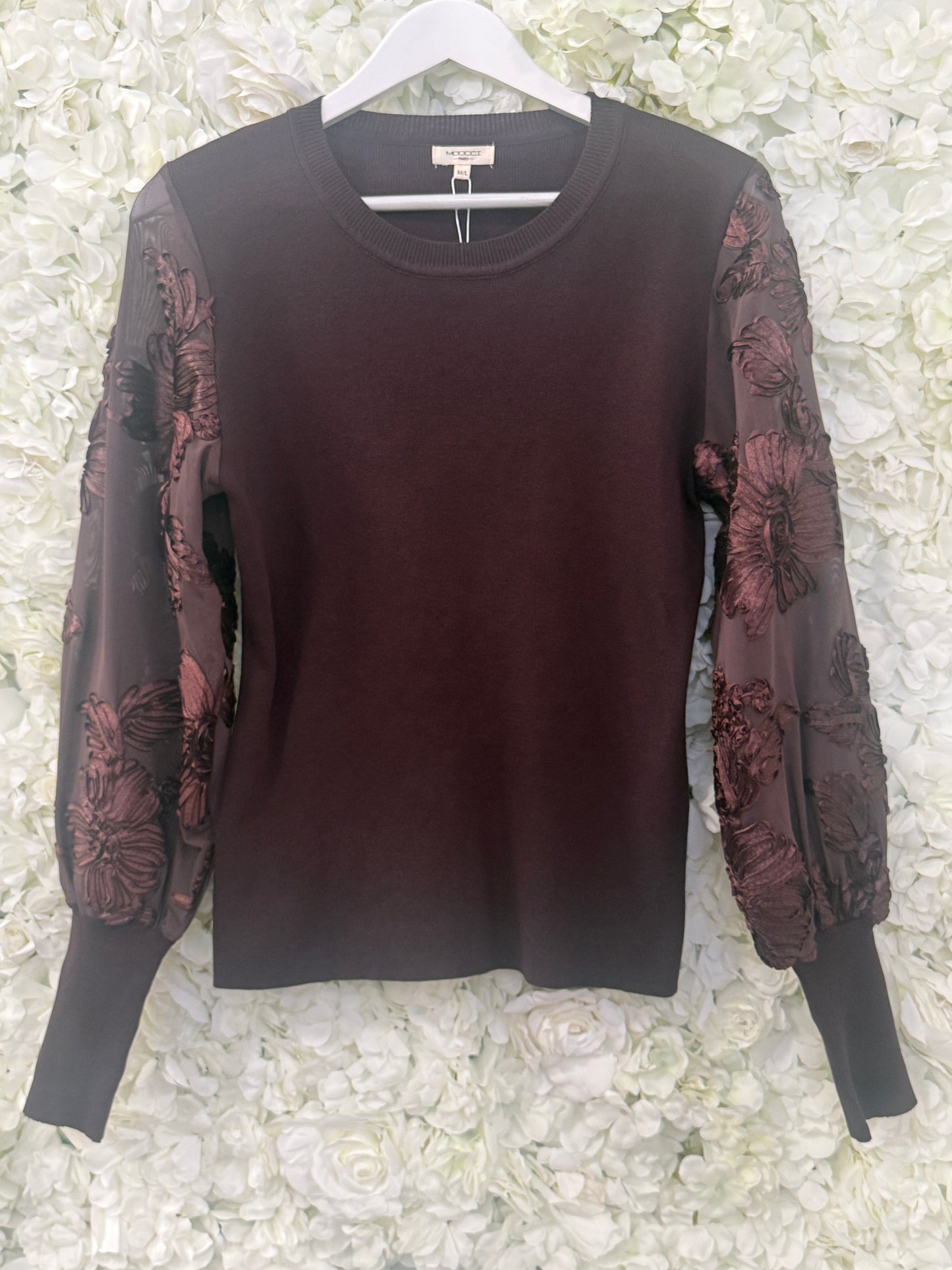 Gorgeous chocolate jumper with statement sleeves, Coco