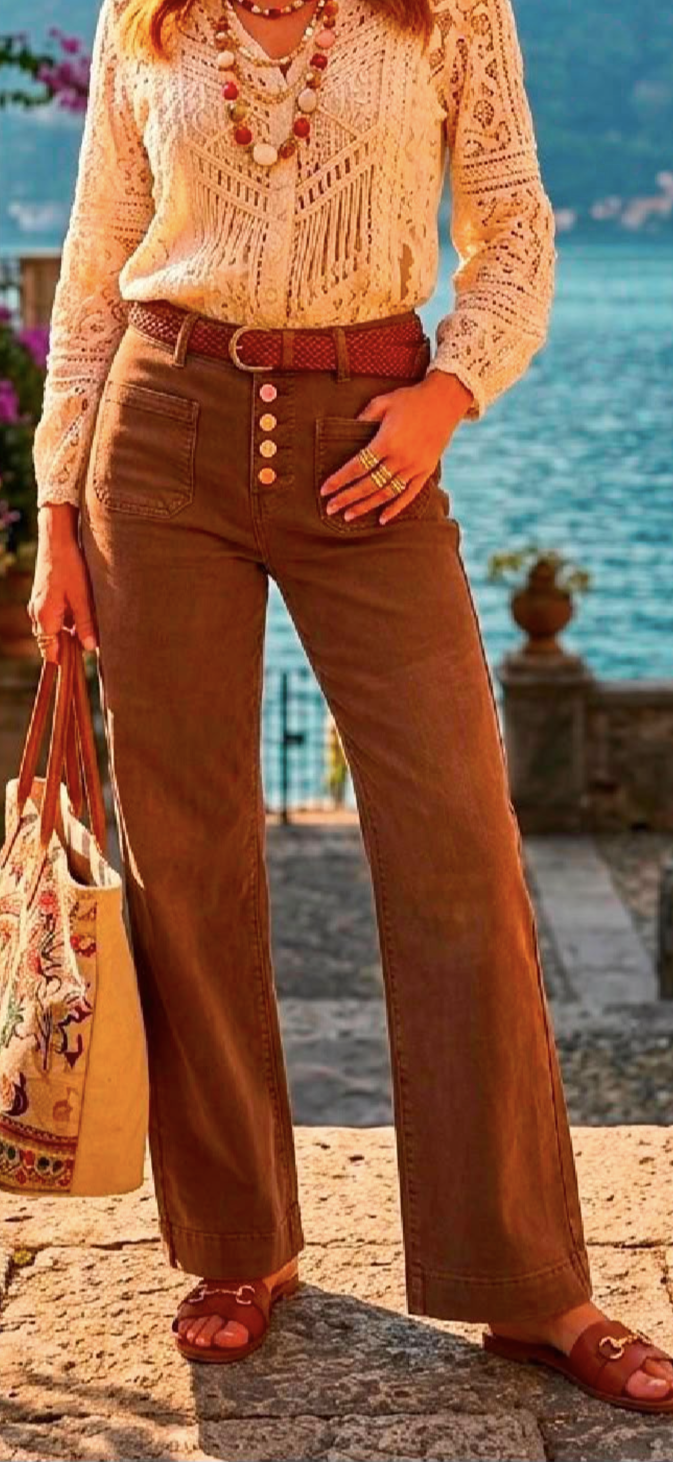 Multi button jeans, Isla, chocolate