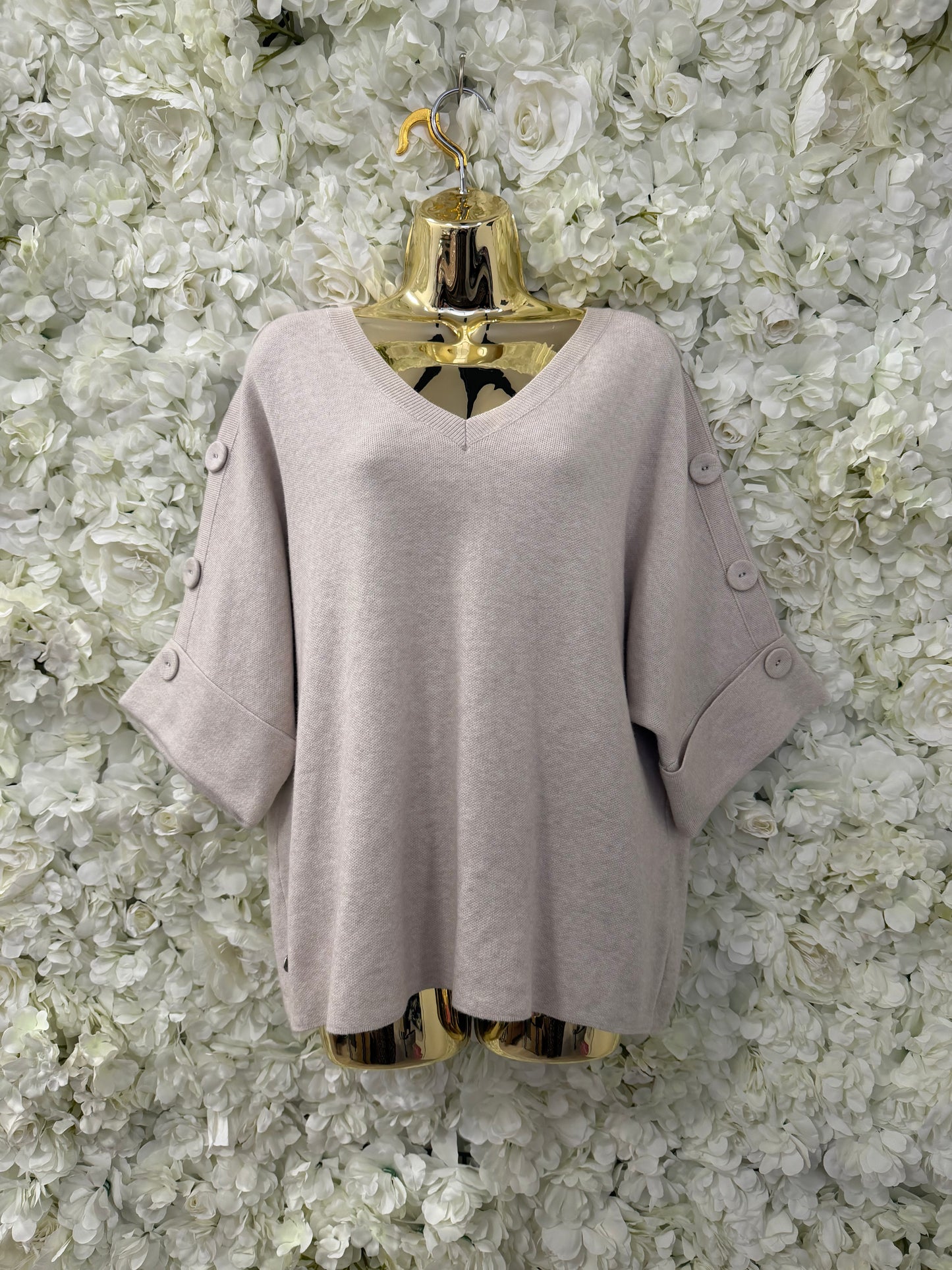 Malissa J collection, V neck jumper with elbow length sleeves, Finch