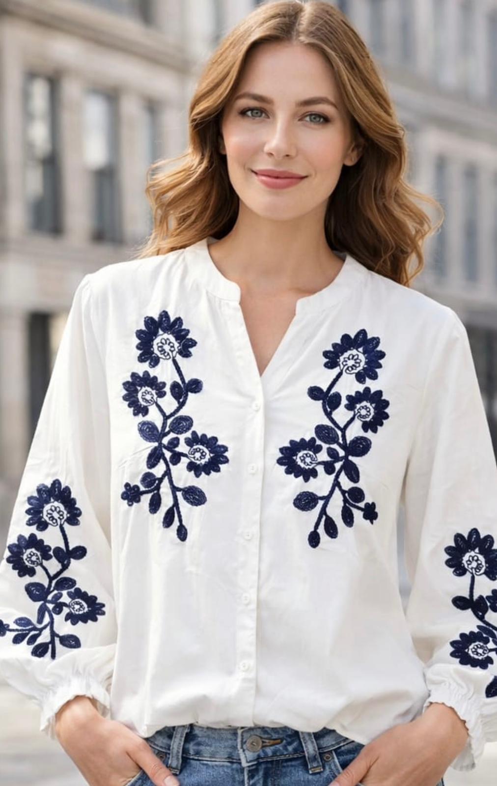 Embroidered cotton blouse ulrika
