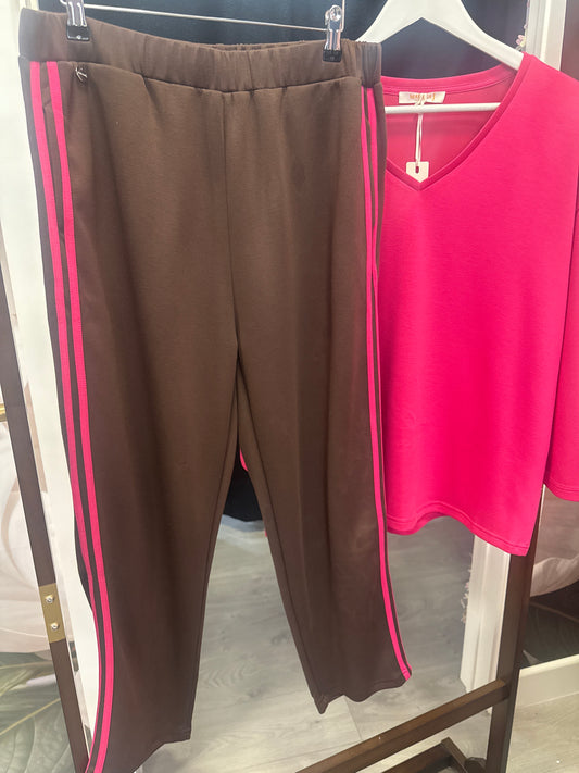 Malissa J collection, jersey chocolate & pink trousers, Cora