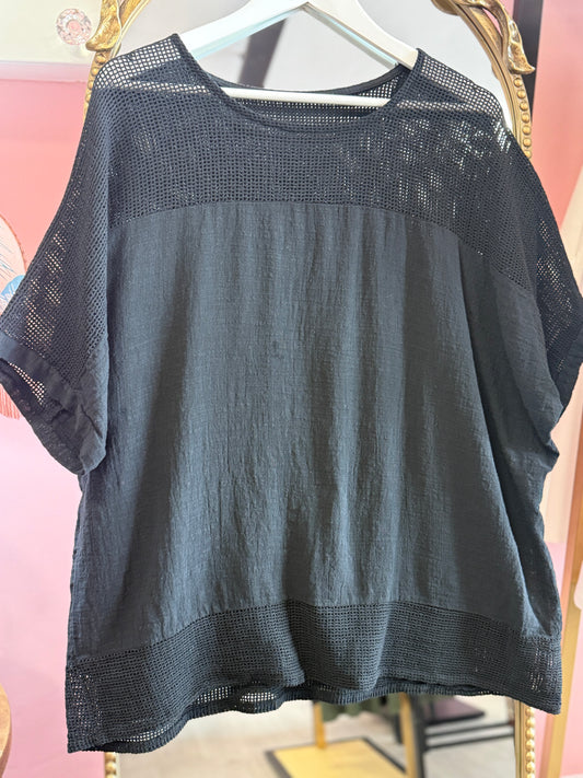 Black top with mesh detail, Dusty