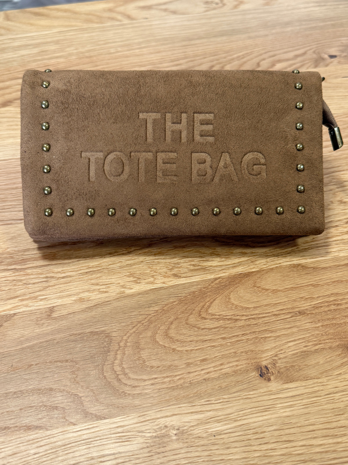Faux suede tote clutch,