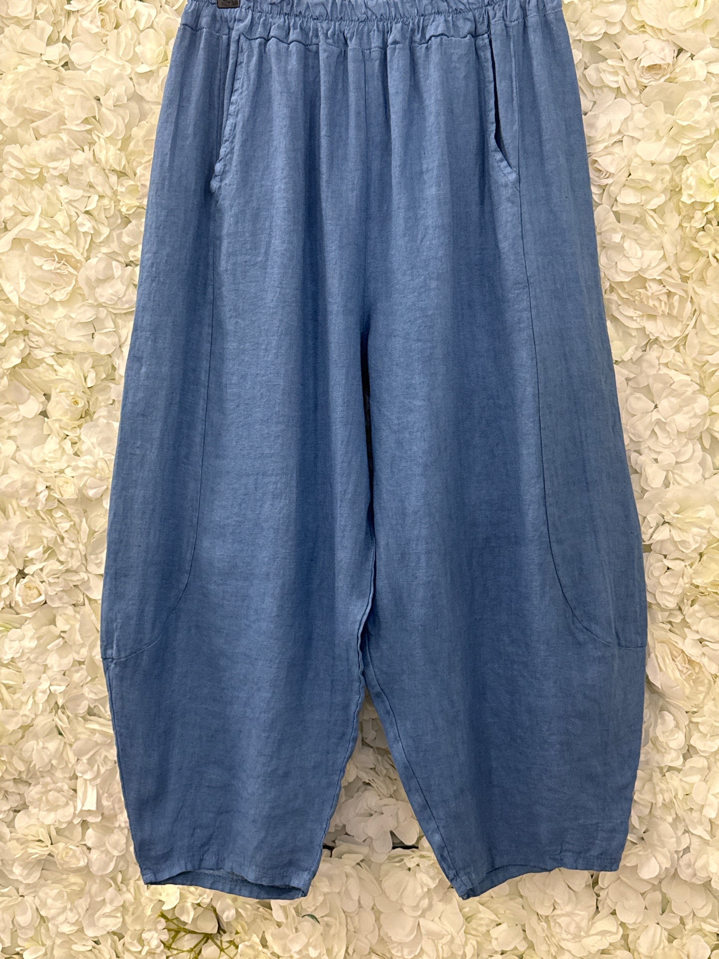 Lovely linen  balloon trousers, Tansy blue