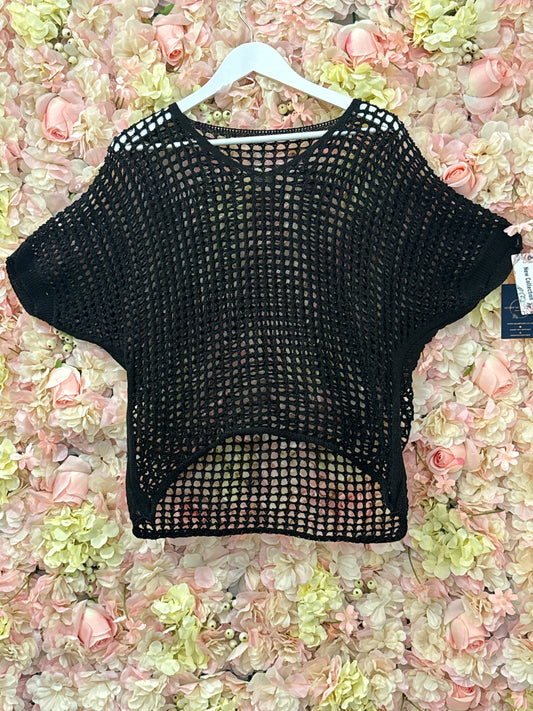 Fishnet layering top, Frida black