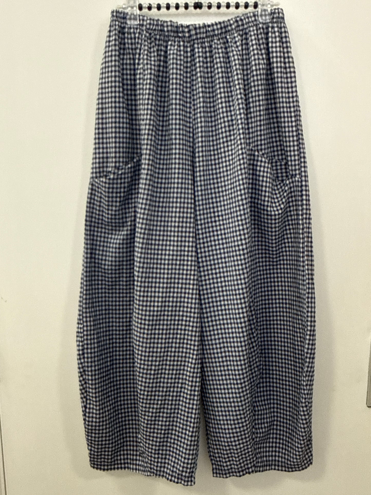 Funky gingham balloon trousers, Meg blue
