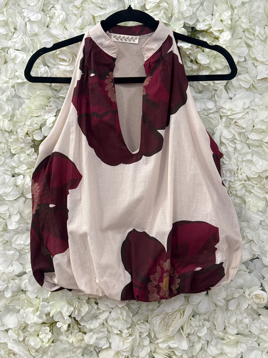 Stunning cotton  bubble hem top, Inca wine