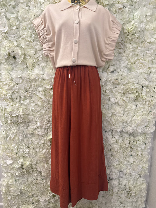 Stunning wide leg trousers, Francesca, Rust