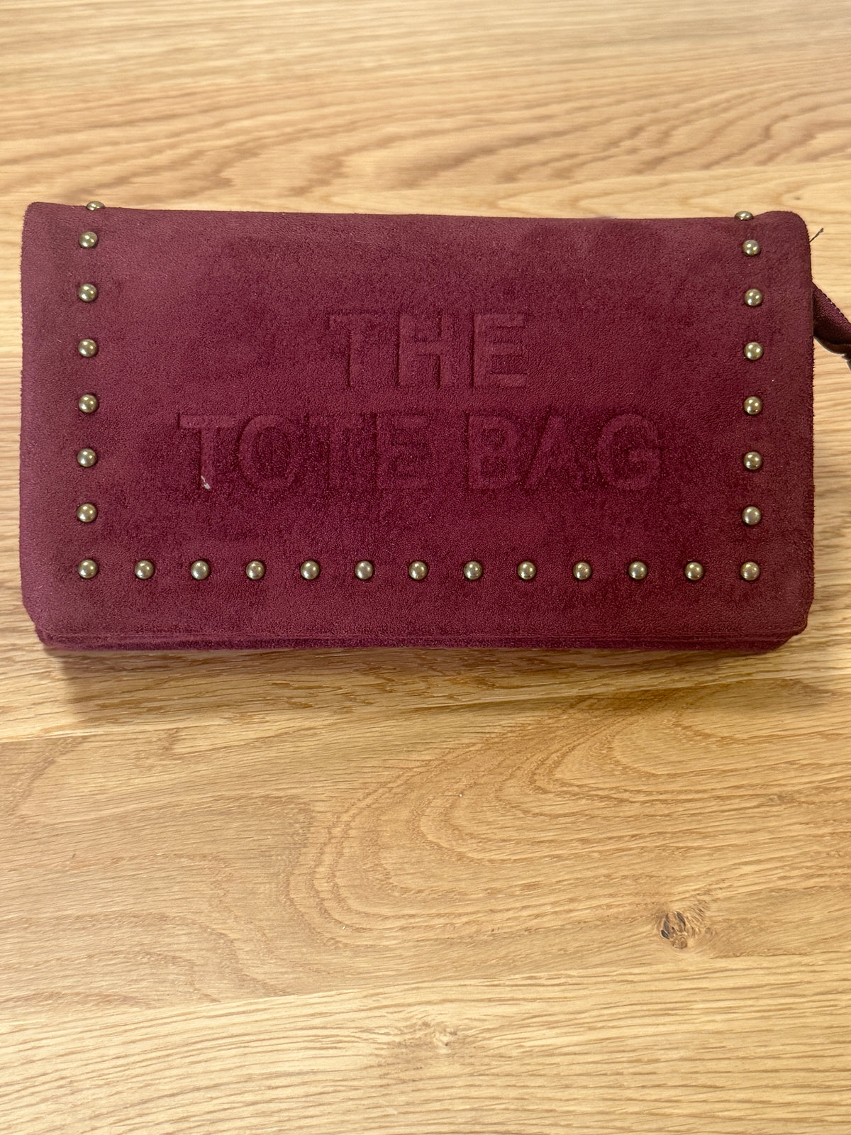 Faux suede tote clutch,