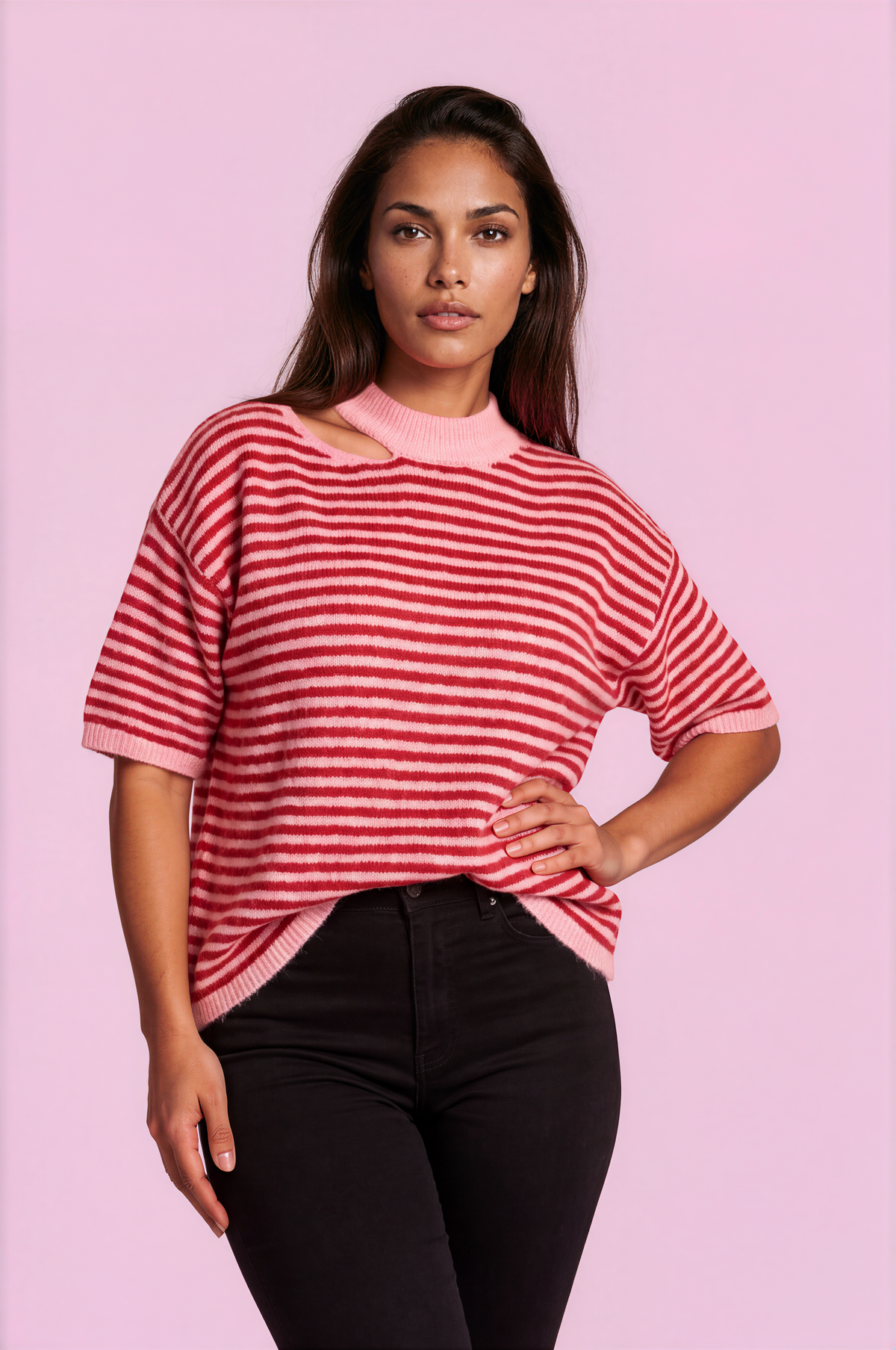 Stunning red & pink stripe jumper, Scout
