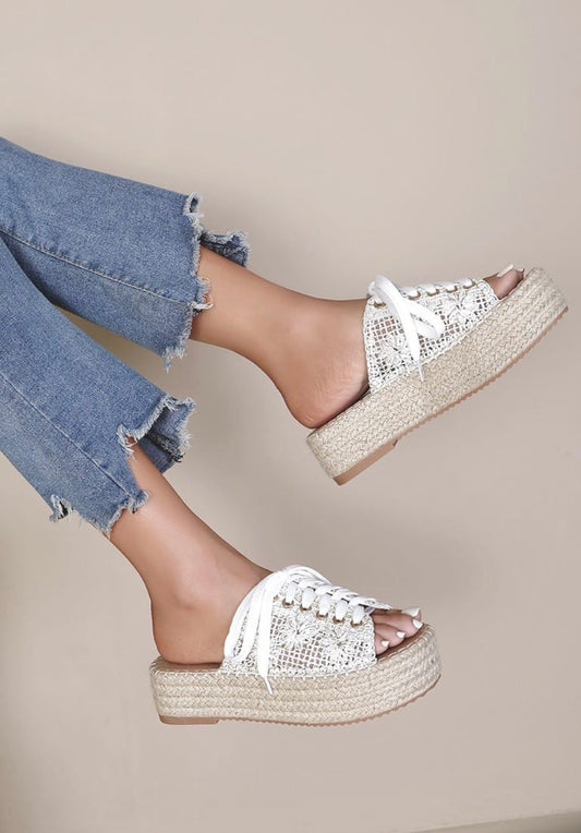 White lace platform marigold