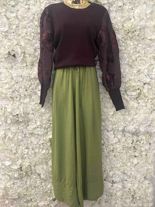 Stunning wide leg trousers, Francesca pistachio
