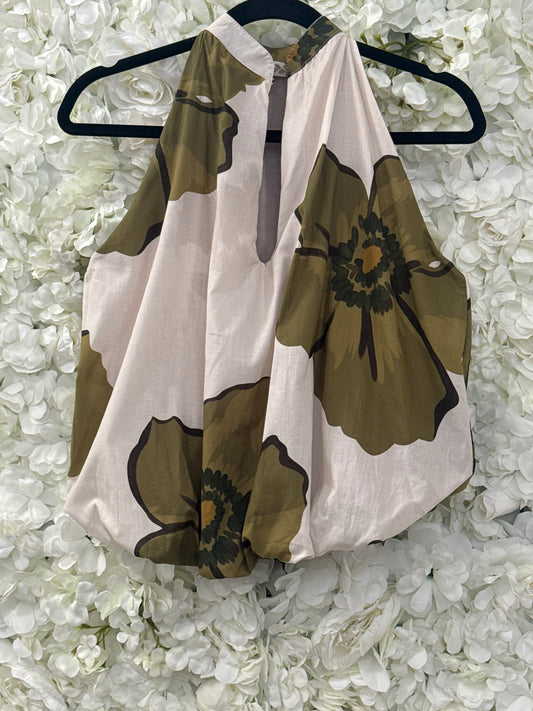 Stunning cotton bubble hem top, Inca green