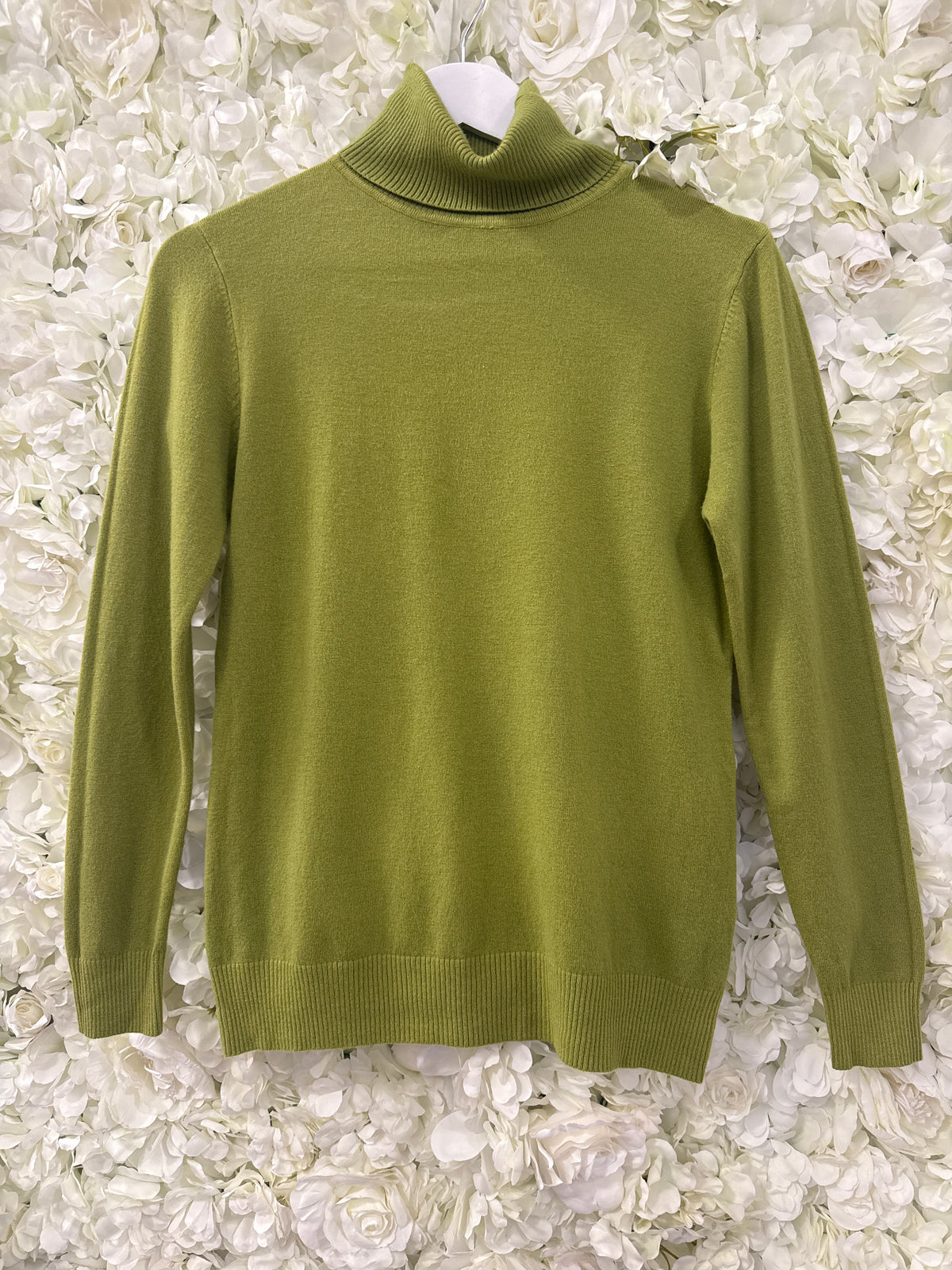 Polo neck jumper in gorgeous lime green, Penny
