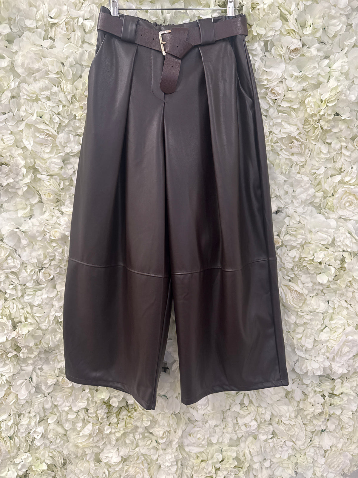 Stunning chocolate leather look  trousers, Becca