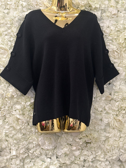 Malissa J collection, V neck jumper with elbow length sleeves, Finch
