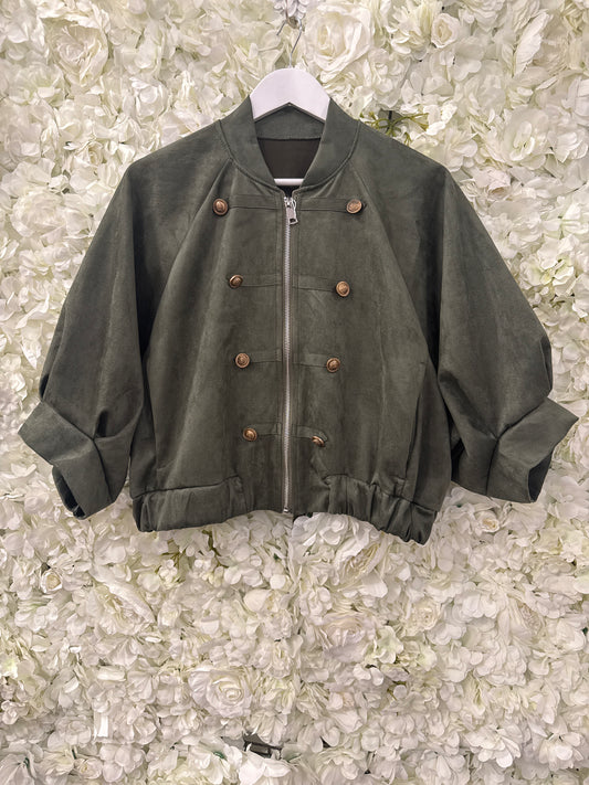 Stunning suede feel military jacket, Wren green