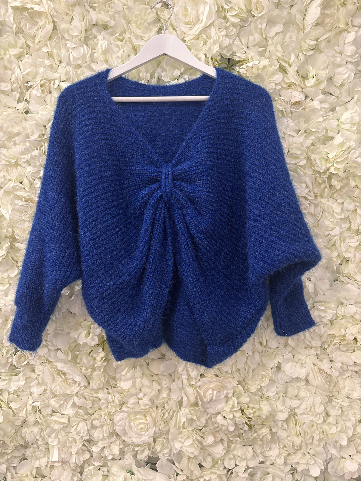 Lovely bow front jumper in blue, Bridget