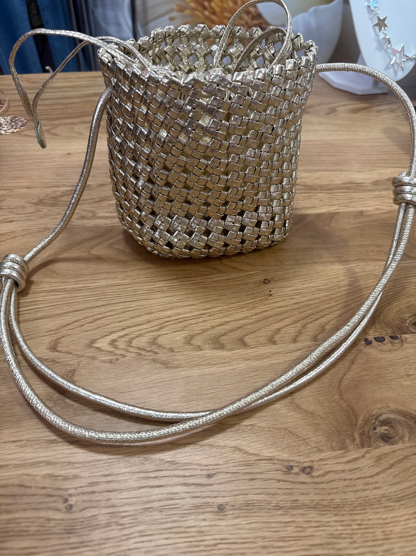 Gold cage bag
