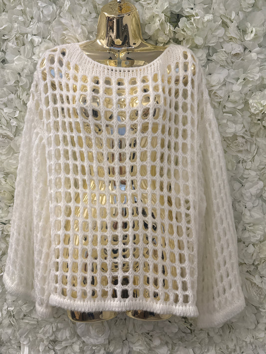 Stunning holey layering top, Alaska white