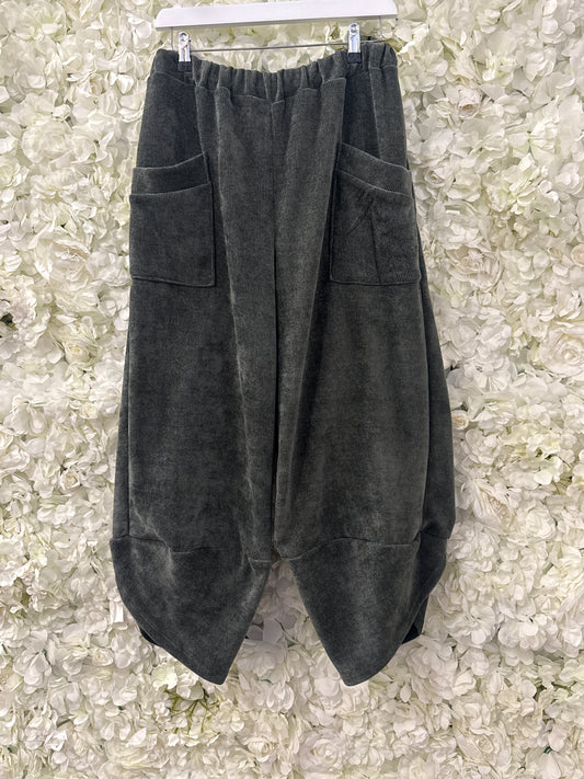 Tulip trousers in chenille, Zena khaki