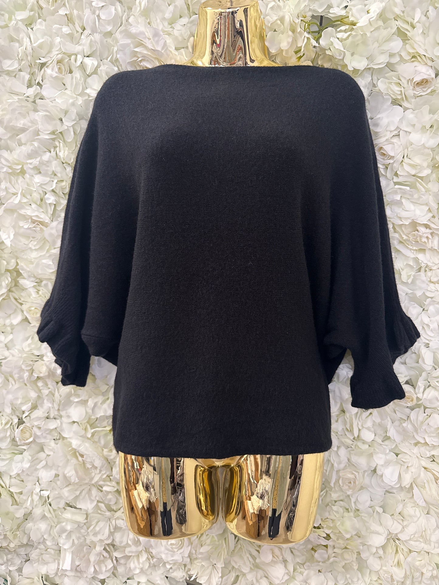 Frill sleeve jumper in black, Colette