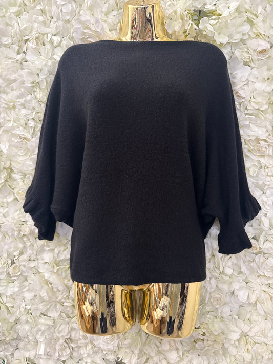 Frill sleeve jumper in black, Colette