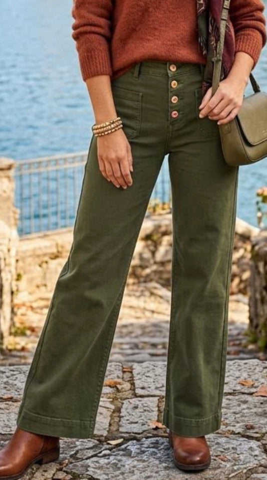 Multi button jeans Isla, green