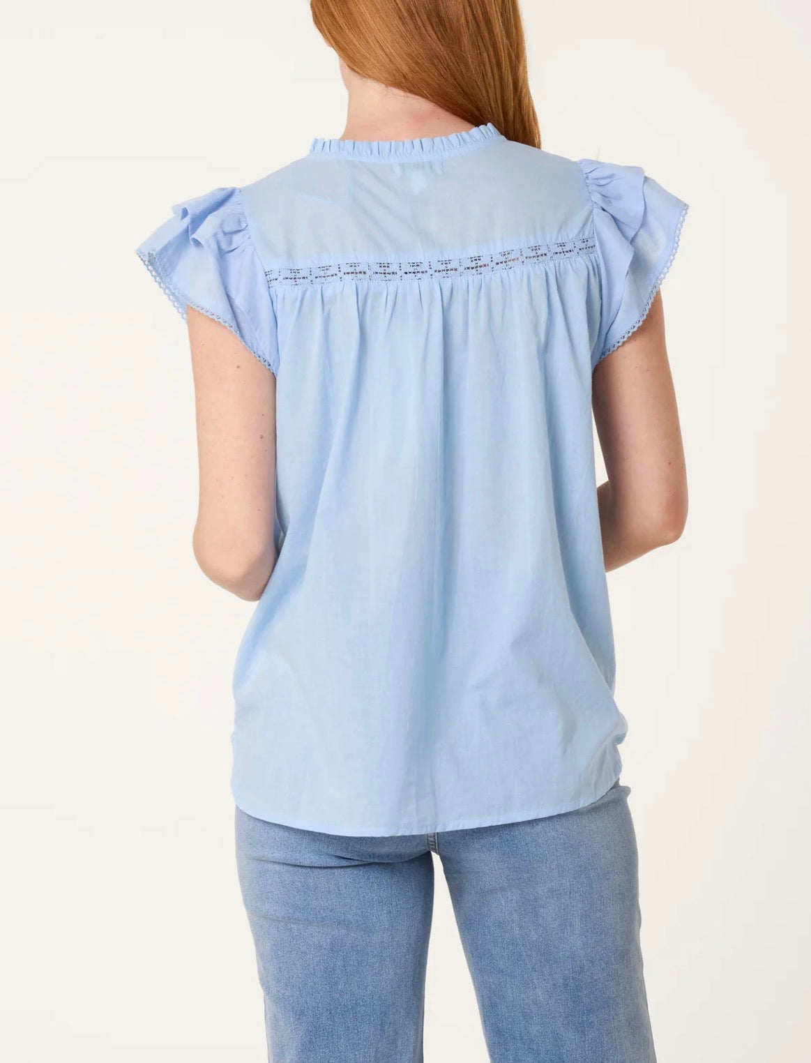 Lovely cotton ruffle sleeve top, Esme