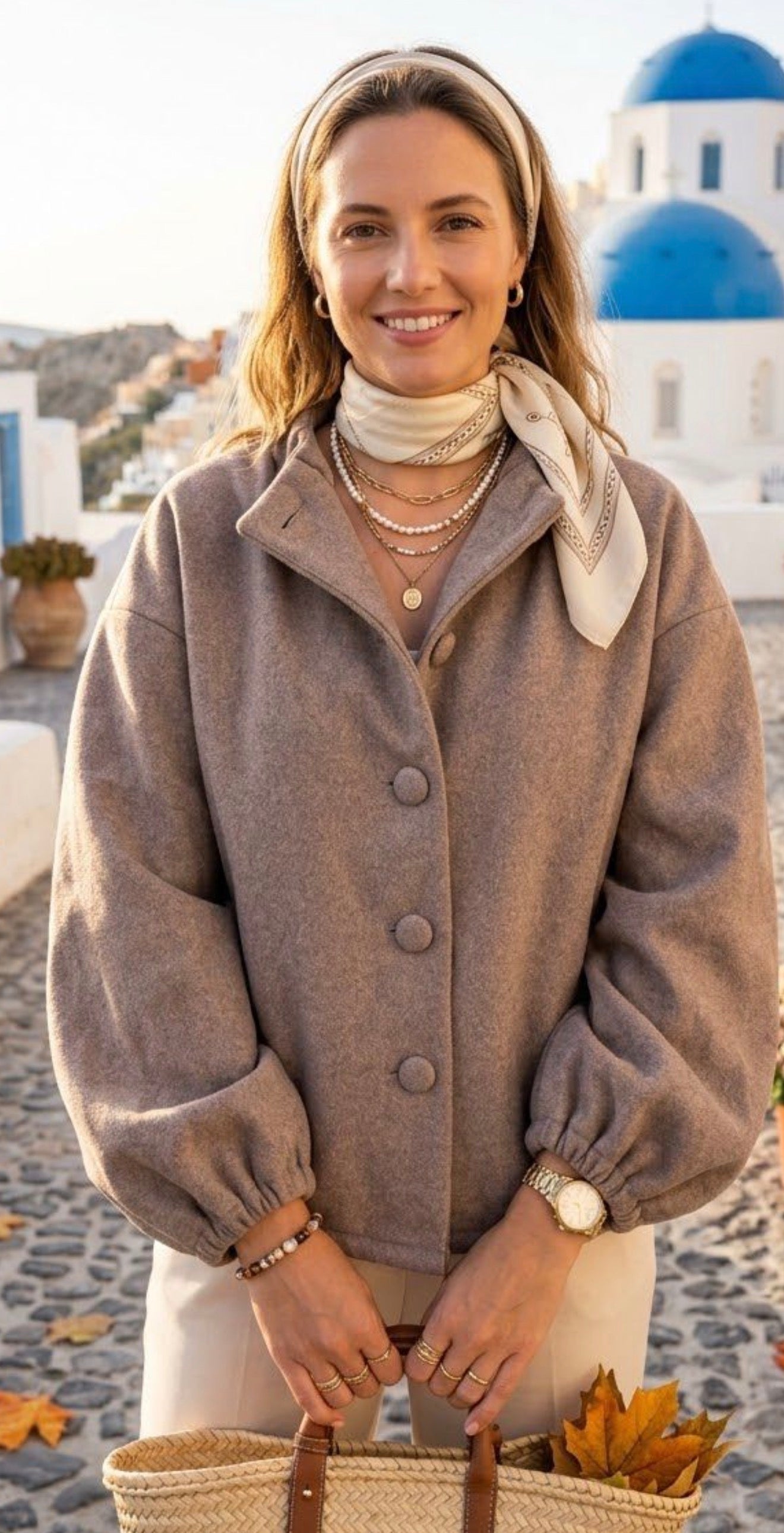Beautiful jacket in taupe, Carla