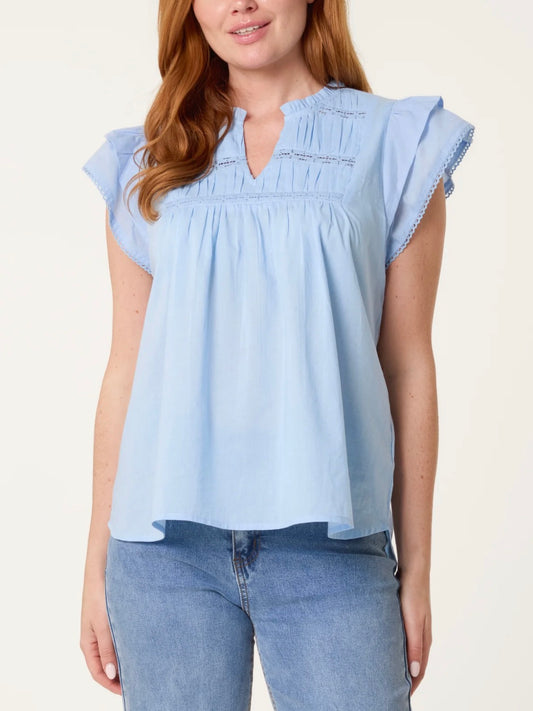 Lovely cotton ruffle sleeve top, Esme