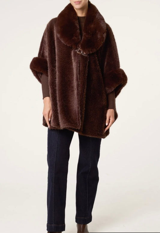 Gorgeous choc brown faux fur cape, Alexis