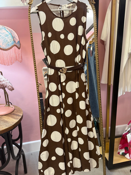 Chocolate polka dot dress, Vivian