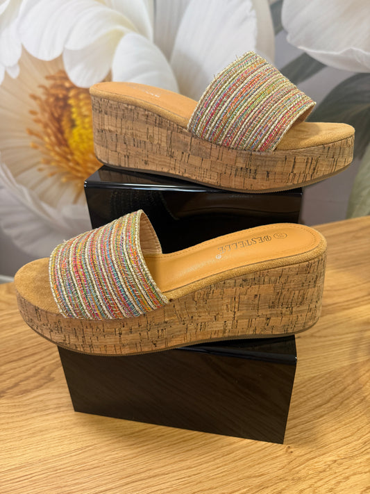 Stunning multi stripe platform wedge, Bracken