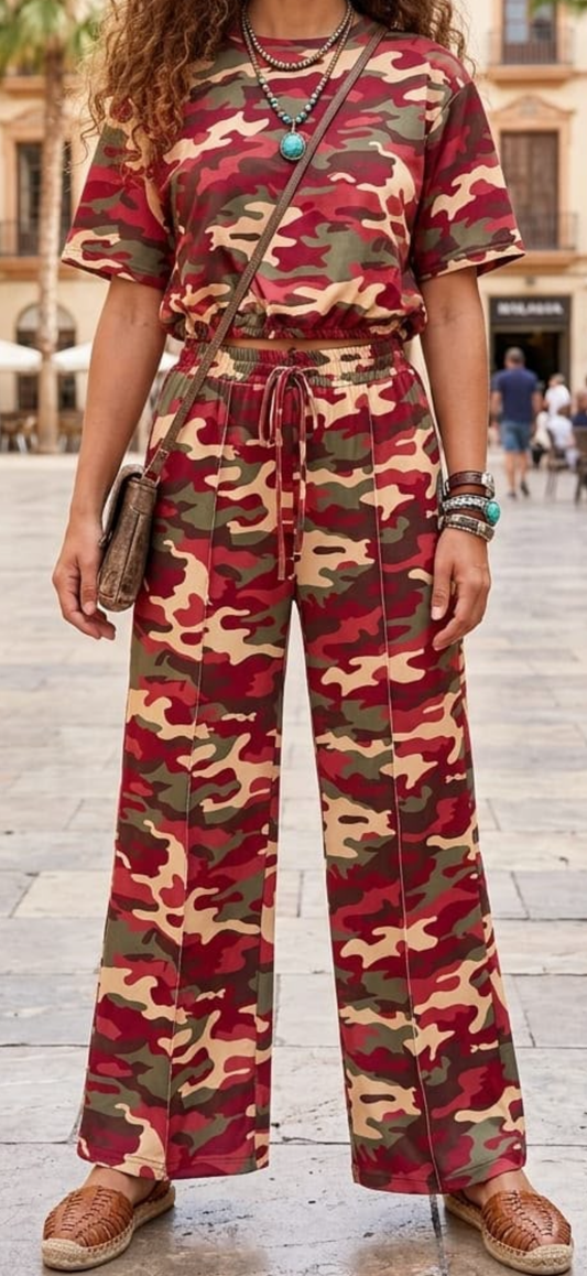 Stunning camo trousers in red, Elka