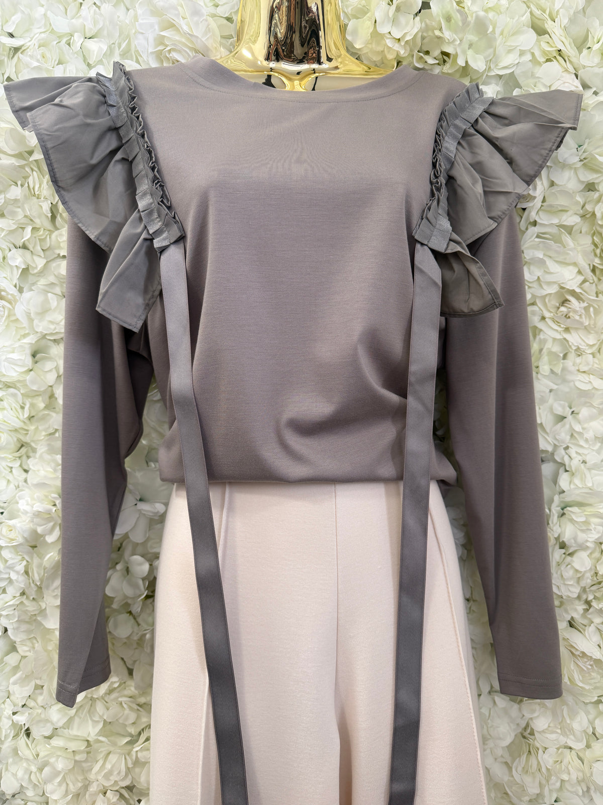 Malissa J collection, jersey top with ruffles and tape, Kenzo