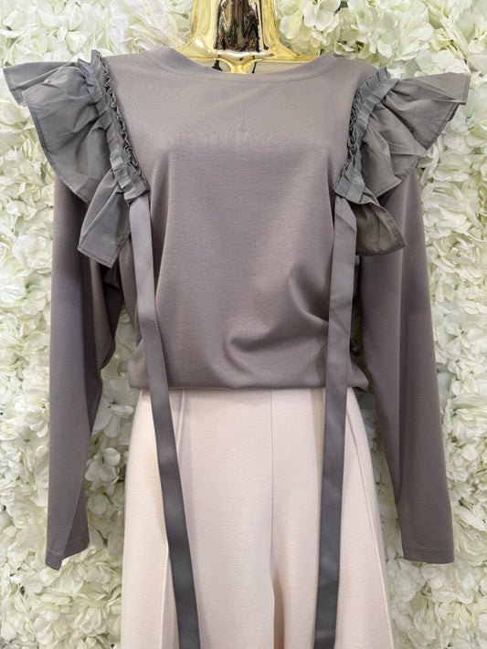 Malissa J collection, jersey top with ruffles and tape, Kenzo