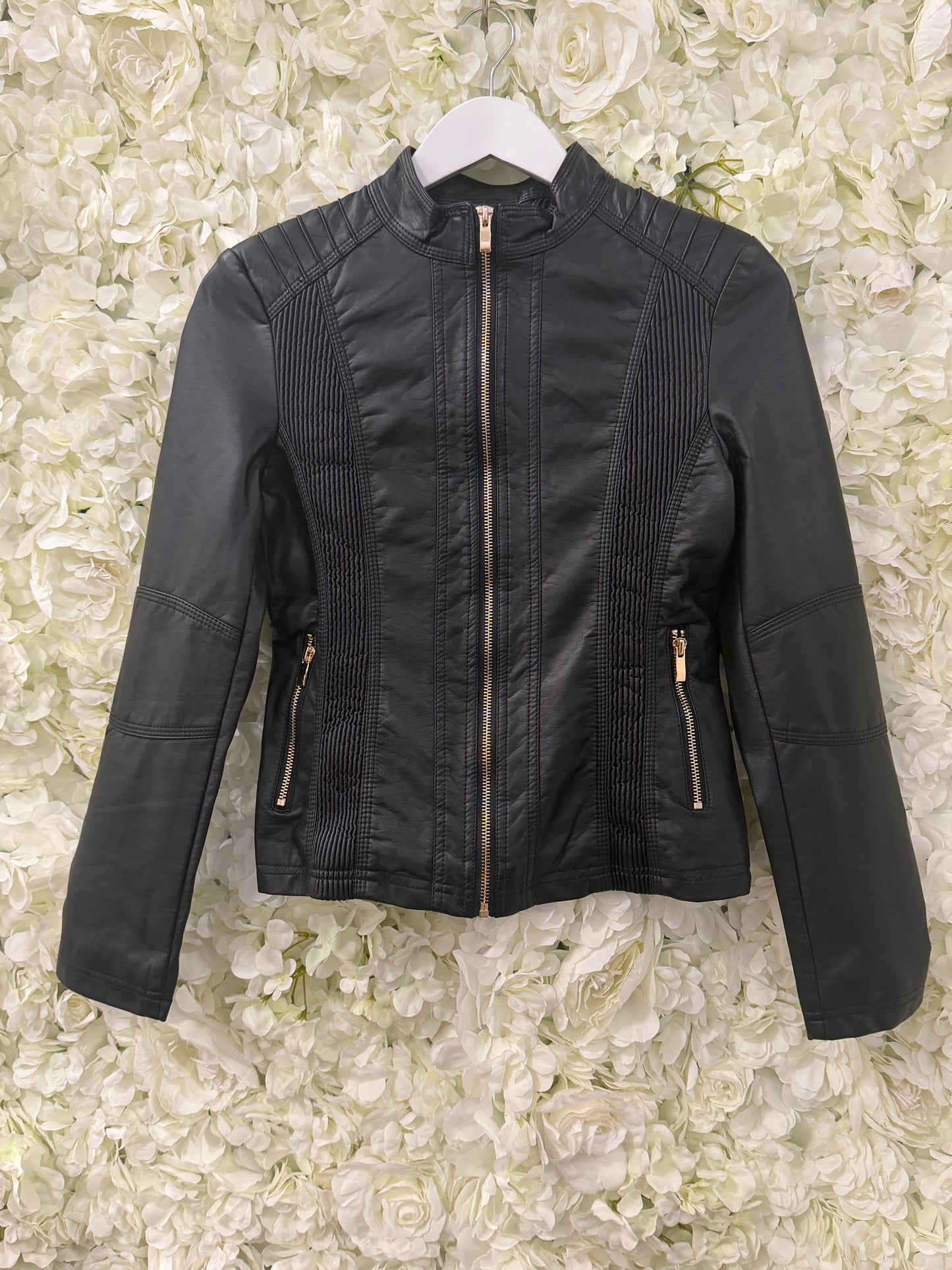 Black Stella Morgan,  faux leather biker jacket,Roxanne