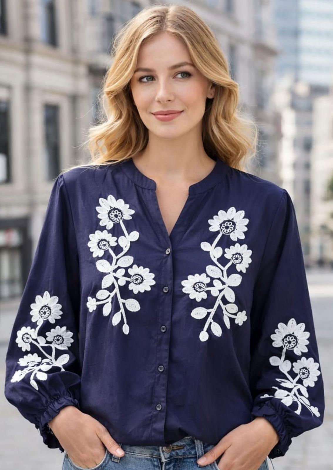 Embroidered  cotton blouse ulrika